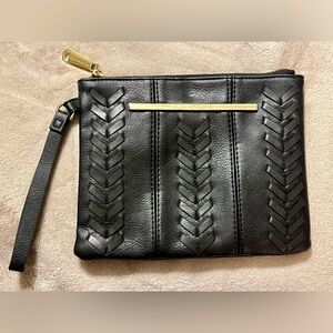 Steve Madden Black Leather Wristlet
